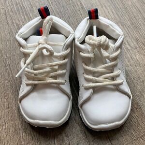 Trimfoot Co Kids White High Top Sneakers Size 2 Toddler‎ Lace Up ?VTG?, Spring